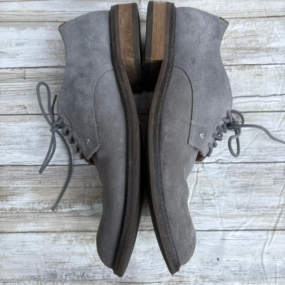 Vionic Graham Derby Shoes Men 11 Grey Suede Lace Up Oxford Orthotic Comfort